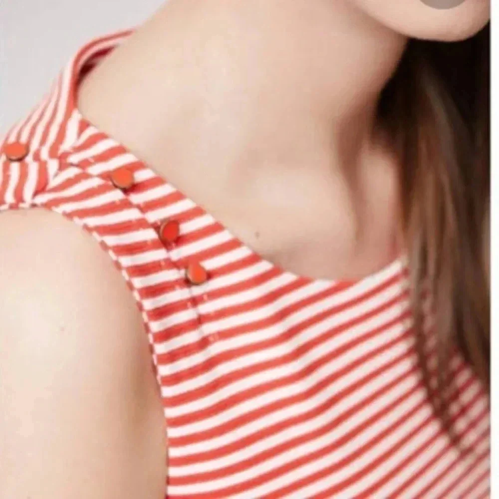 Anthropologie Red and White Striped Peplum Blouse - Picture 2 of 8